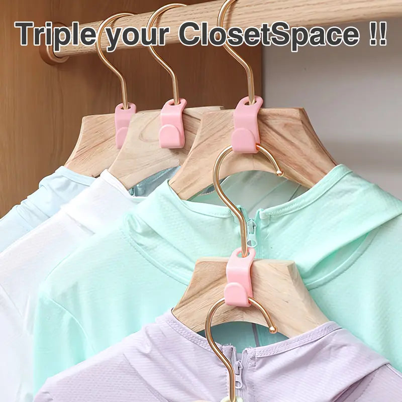 Hanger Hook Connectors 20PCS – Space-Saving, High Load-Bearing, Dual Hanging Options | Double Your Closet Space, Random Colors
