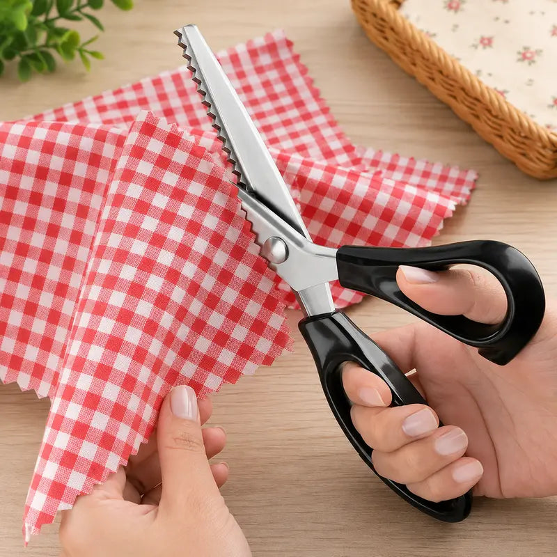 Stainless Steel Zig Zag Pinking Shears with Serrated Teeth – Sharp Sewing Tool for DIY Crafts & Dressmaking