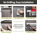 Multifunctional Slide Rail Hook Rack – No-Drill Adhesive Wall Organizer with 10 Adjustable Hooks for Kitchen, Bathroom & Bedroom