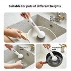 6-in-1 Rotating Dish Brush with Soap Dispenser — Adjustable Angle, Wall Mount, 360° Scrub for Pots, Pans & Dishes