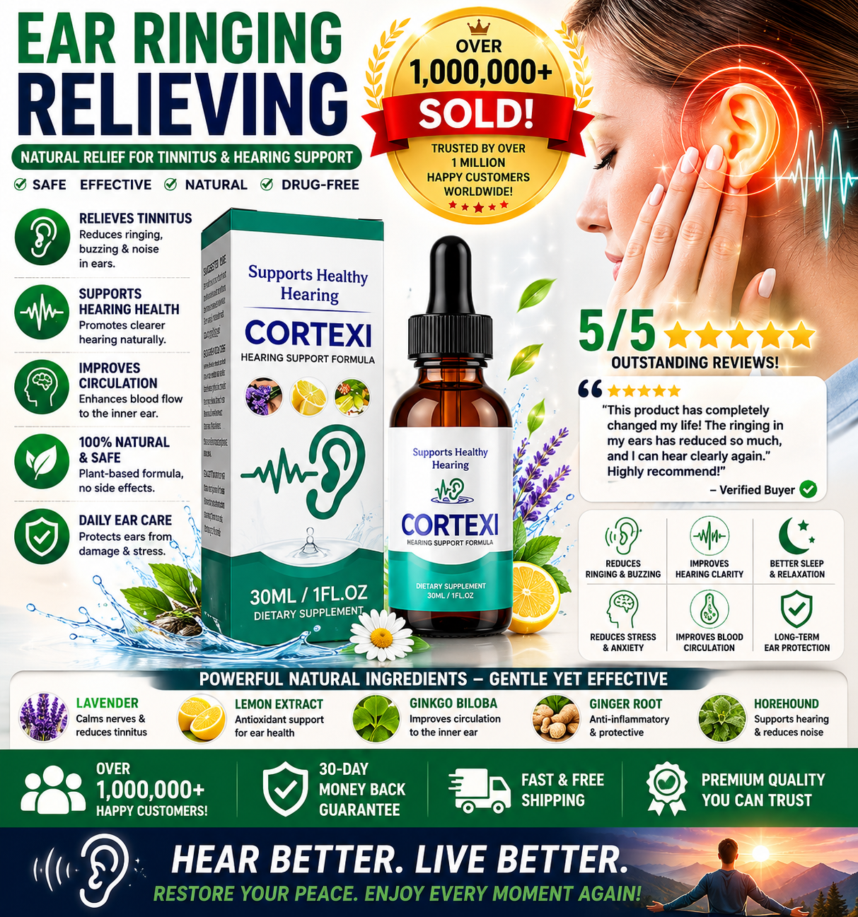 Tinnitus Relief Ear Drops – Gentle Earwax Removal, Soothing Ear Discomfort and Ringing, Daily Ear Care Solution