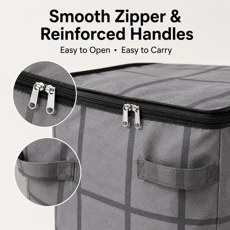 Spacious Moving Storage Bin, Zippered Organizer for Quilts, Bedding & Sweaters