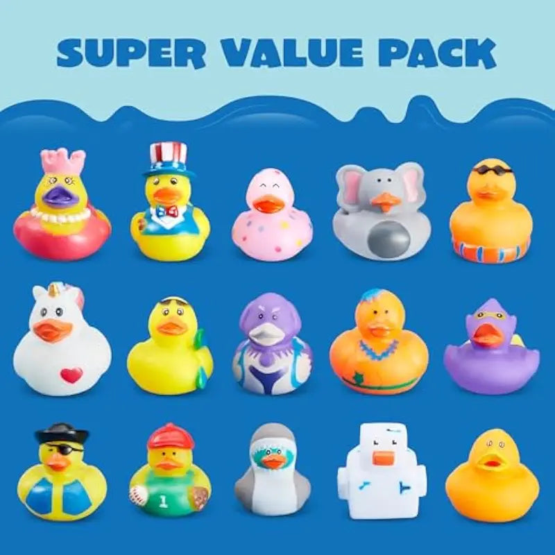Rubber Ducks Random Assortment Bulk with Mesh Carry Bag – Mini Rubber Duckies for Baby Bath Toys, Kids Pool Toys, Birthday Gifts & Party Favors