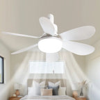 Aobtkel 20" Screw-In Ceiling Fan with Light – Remote Control, Quiet DC Motor, Dimmable LED, 6 Blades, White