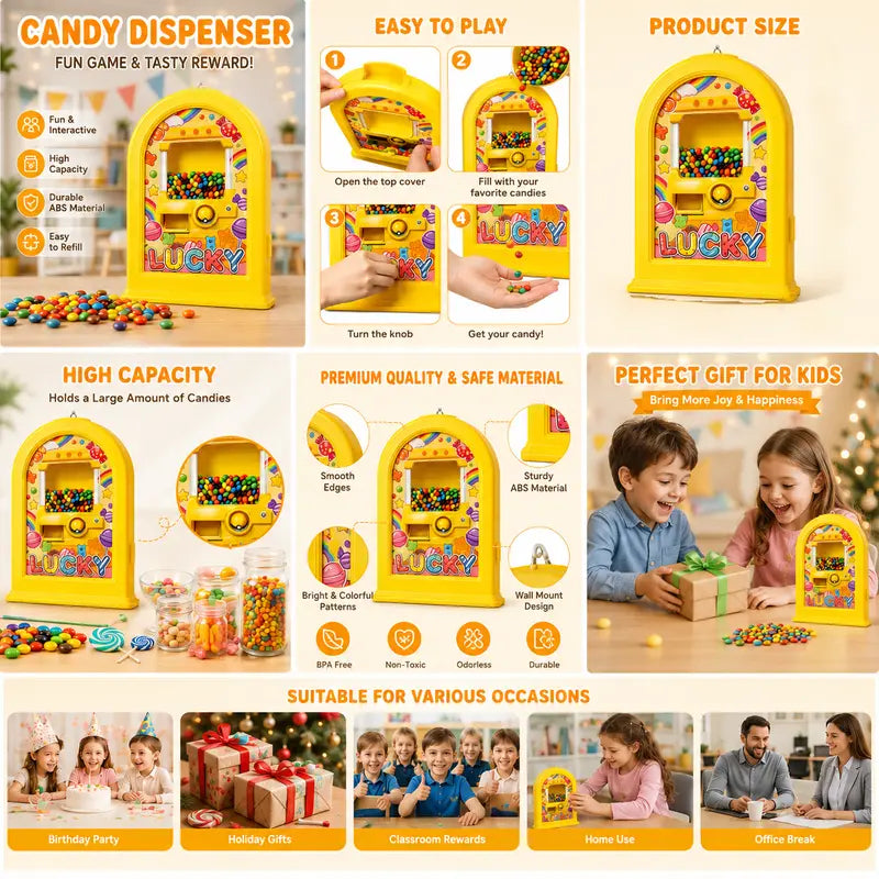 Press-to-Drop Candy Dispenser Picture Frame - Rectangle Wall-Mount Photo Decor, Casual Multi-Functional Accessory, Dispenser Included, Kids' Fun Gift, Party Surprise, Pet Treat Holder