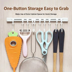 Multifunctional Slide Rail Hook Rack – No-Drill Adhesive Wall Organizer with 10 Adjustable Hooks for Kitchen, Bathroom & Bedroom