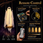 5 Feet Large Hanging Swing Spooky Ghost Halloween Decoration with LED String Lights