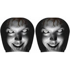 Halloween Car Decor Set! 2-Pack Breathable Ghost Face Headrest Covers, Upgrade Comfort Dust Cover, Immersive Horror Atmosphere Car Accessories Interior