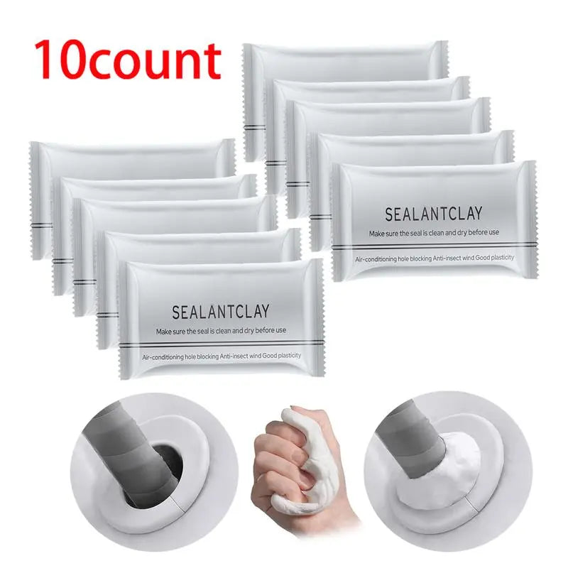 Flexible Waterproof Sealant Mastic Clay (10-Pack) – Fast Mending Crack & Hole Repair Sealer for Pipes, Walls & AC Openings
