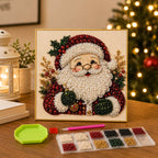 Christmas Themed Pearl Art DIY Kit – Santa & Wreath Mosaic Wall Art
