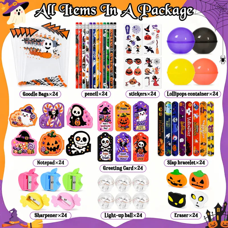 Unisex 2026 Upgraded Light-Up Giant Halloween Lollipop Stationery Kit with Cards, Halloween Party Favors for Kids, Classroom Exchange Gifts