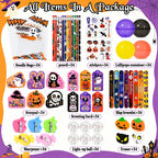 Unisex 24-Pack 2026 Upgraded Light-Up Giant Halloween Lollipop Stationery Kit with Cards, Halloween Party Favors for Kids, Classroom Exchange Gifts