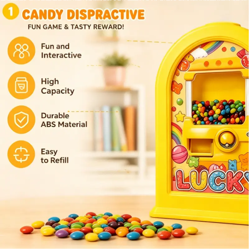Press-to-Drop Candy Dispenser Picture Frame - Rectangle Wall-Mount Photo Decor, Casual Multi-Functional Accessory, Dispenser Included, Kids' Fun Gift, Party Surprise, Pet Treat Holder