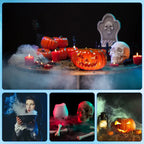 Halloween Ultrasonic Mini Mist Maker with 12 LED Lights - Alloy Humidifier Atomizer for Smoking Cauldron Witch Pot Party Decor