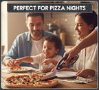 Pizza Scissors with Non Stick Slice Server - 4 in 1 Kitchen Scissors (Black Spatula)