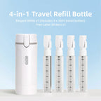 4-in-1 Travel Dispenser Bottle, Leak-Proof Refillable Silicone Squeeze Container with Lock, Compact and Lightweight Toiletry Organizer, Easy to Carry, Ideal for Business Trips, Vacations, and Frequent Travelers