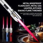 Windproof Jet Torch Lighter – Light Saber-Shaped Steel Body, 360° Usable, Adjustable Flame, Lockable Safety Lock