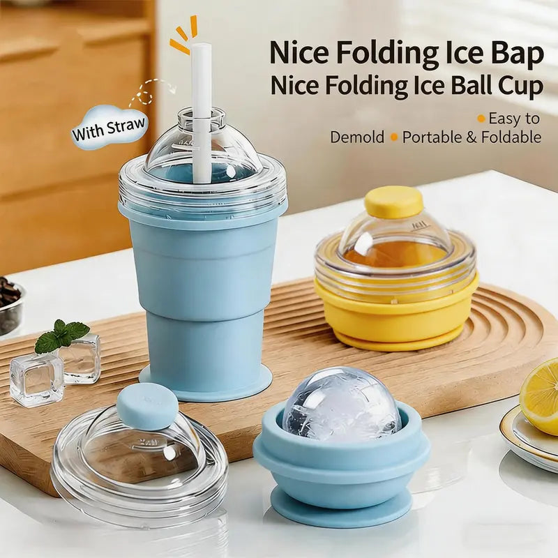 Filling and demolding the spherical ice ball from silicone cup