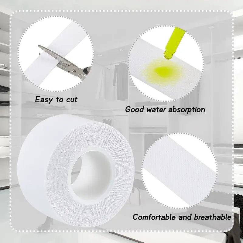 2 Rolls Sweat Pads Collar Protectors — Disposable Self-Adhesive Invisible Shirt Neck Liner Tape Against Sweat Stains for Men