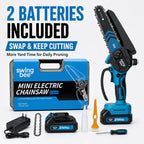 SwingBee 6-Inch Cordless Mini Chainsaw, 21V MAX Portable Handheld Electric Chain Saw with 2 Batteries, Carrying Case & Spare Chain for Tree Trimming & Wood Cutting
