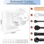 Clear Curtain Pole Mount Brackets with Clip – Transparent Hanging Rod Supports & Multipurpose Wall Hooks