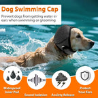 Dog Calming Hoodie Ear Wraps — Waterproof Swim Cap & Noise Cancelling Ear Muffs (Grey)
