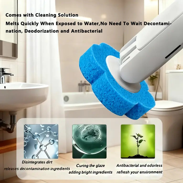 【DealsForYouDays】Snofrid Disposable Toilet Brush, Toilet Bowl Wand Holder Set with 24PCS Cleaner Refills, Bathroom Cleaning System for Sink Bathtub Drain Wash Basin Urinal，Wall-Mount Scrubbing Toilet Brush Bathroom Cleaning Kit