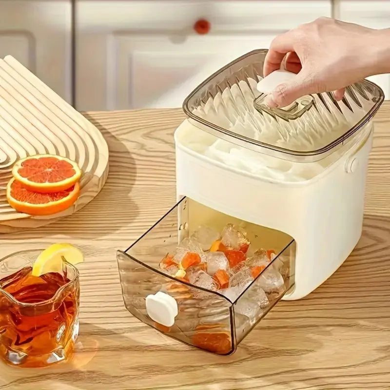 Upgraded Ice Cube Maker with Storage Drawer – 48 Cubes, Press-to-Dispense, Double-Layer, BPA-Free | Countertop Ice Tray for Summer Drinks