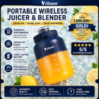 Portable Blender & Electric Juicer — USB Rechargeable with Straw & Two Lids for Smoothies, Shakes & Frozen Blending