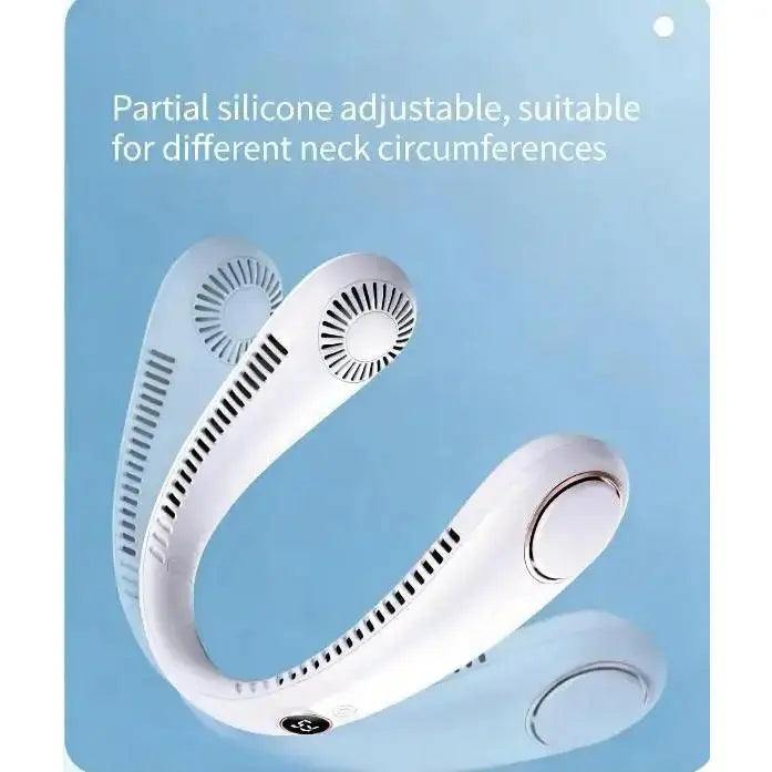 Portable Neck Fan – USB Rechargeable, Digital Display, 5-Speed Bladeless Design