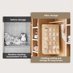 Bra and Underwear Closet Hanging Organizer with 12+18 Pockets Beige Dual Sided Wall Shelf Wardrobe Storage Bags for Bra Socks Underwear Underpants Lightweight & Durable Mesh Pockets