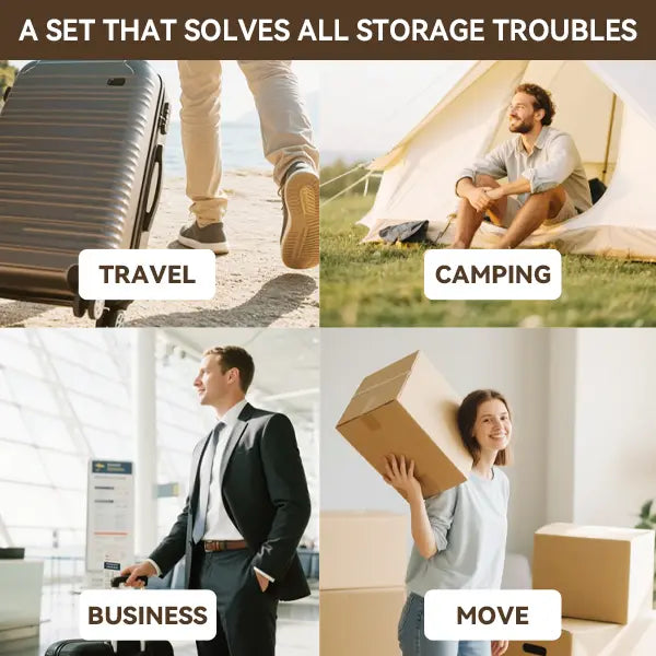 A set that solves all storage troubles - travel, camping, business, moving