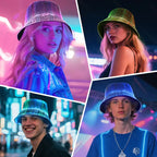 CARVEDREAM LED Fisherman's Hat, 7-Color Glowing, One-Size, Festival Party & Music Event Accessory, Birthday Hat