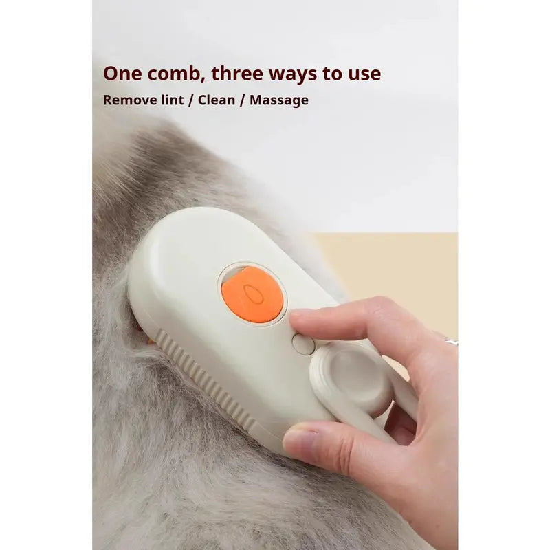 Steam Pet Hair Remover – 3-in-1 Cat & Dog Grooming Brush with Adjustable Steamy Mist