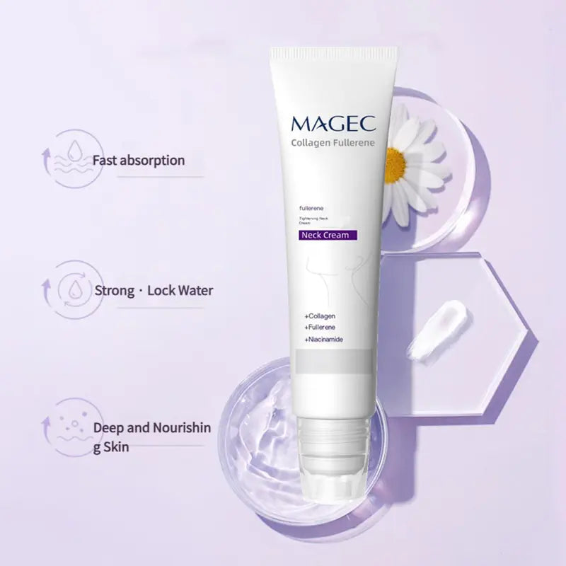 MAGEC Collagen Fullerene Neck Firming Cream with 5-Roller Massager
