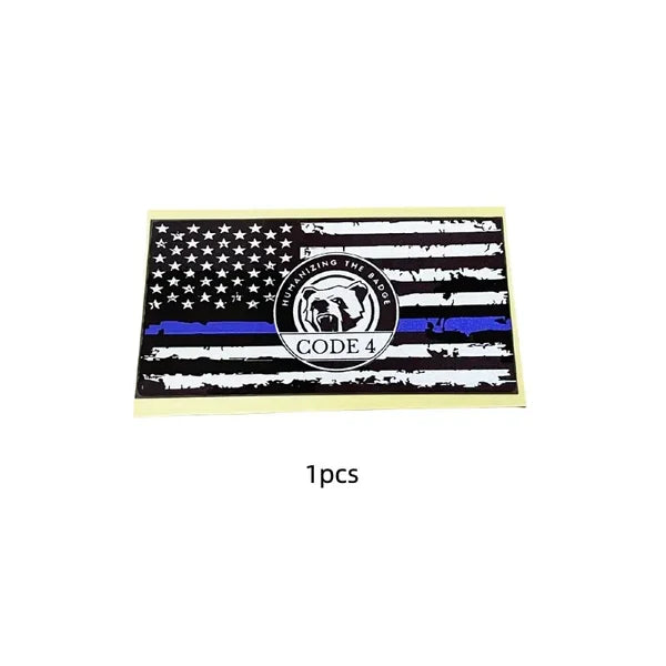 Code 4 Thin Blue Line Flag Sticker – Honor Respect Support, Weatherproof UV Fade-Resistant Vinyl| Car Truck Laptop Helmet | Back the Blue Cop Gift