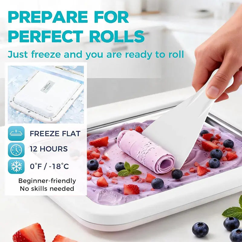 Stainless steel ice cream roll maker with scrapers