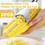 Stainless Steel Corn Peeler & Kernel Stripper 2-Pack – Ergonomic Corn Cob Thresher for Fast, Easy Kernel Removal
