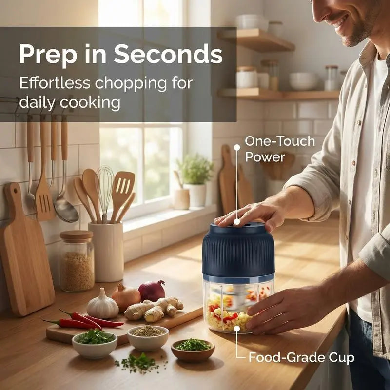 Electric Mini Food Chopper & Meat Grinder — USB Rechargeable, Portable Kitchen Gadget