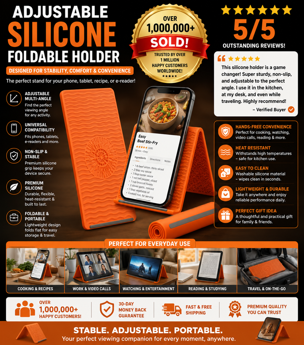 Flexible Silicone Foldable Phone & Tablet Stand — Rollable, Bendable, Universal
