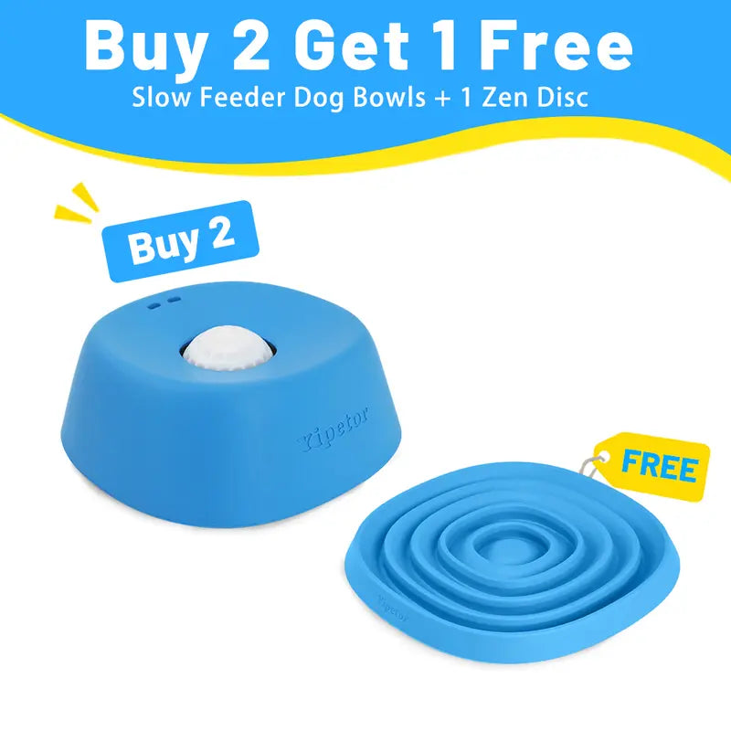 Yipetor Slow Feeder Dog Bowl – Built-In Rolling Ball, No-Spill Liquid Treat & Bone Broth Lick Bowl | All Breeds