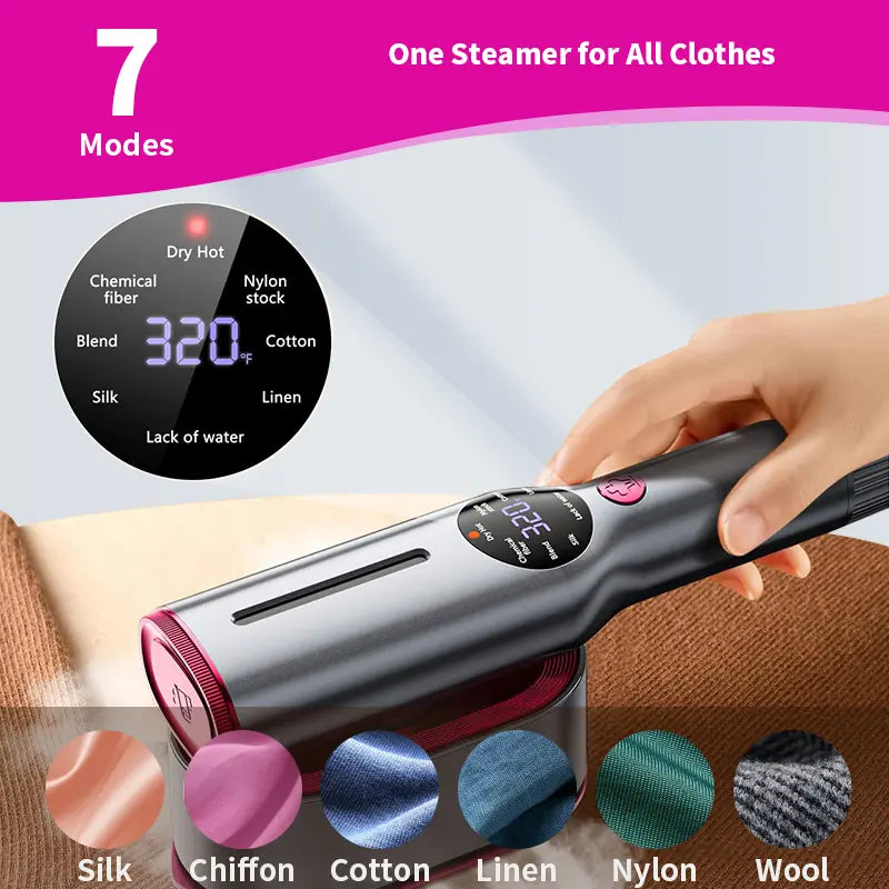 Dr.Flash Handheld Garment Steamer for Clothing, Portable Iron Steamer Combo, 7 Modes with LED Display, 90° Swivel Handle
