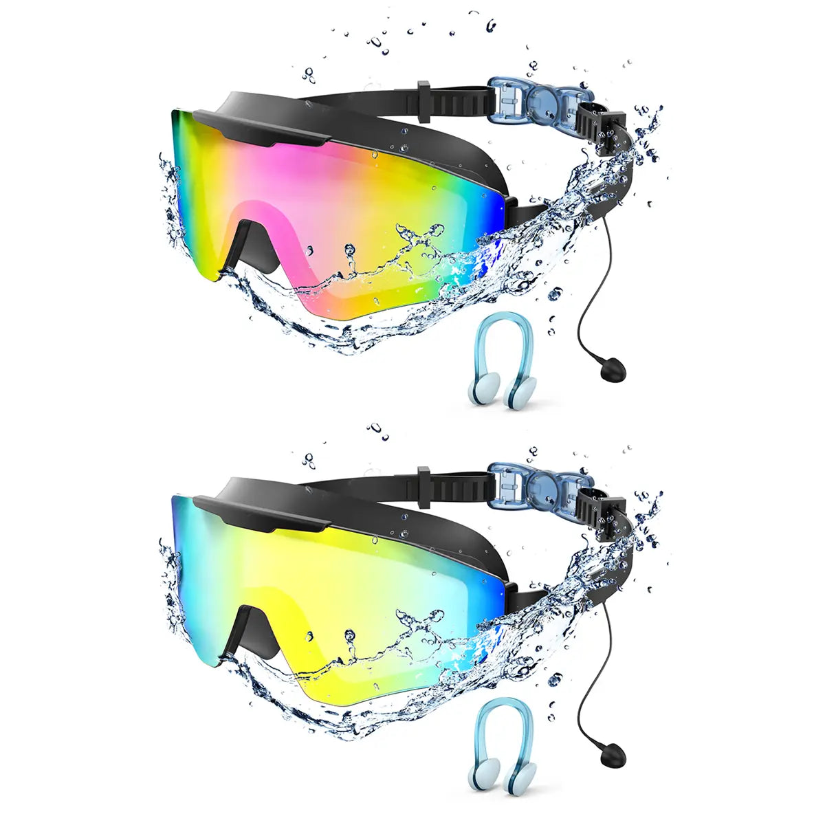 Outly 2-Pack Swim Goggles with Earplugs – Anti-Fog, UV Protection, 180° Wide View for Adults & Kids
