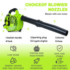 Explorinox 2-Stroke Handheld Leaf Blower, 26cc Gas Powered Blower for Lawn Care, Snow Blowing & Yard Cleaning