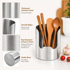 Stainless Steel Utensil Holder - Thickened Kitchen Organizer with Rust Resistant Design