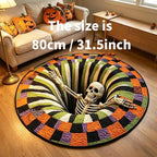 Halloween 3D Skeleton Vortex Quilted Illusion Round Rug