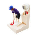 Golf Ball Themed Bottle Opener – Automatic Beer Cap Launcher with Golf Swing (Brown)