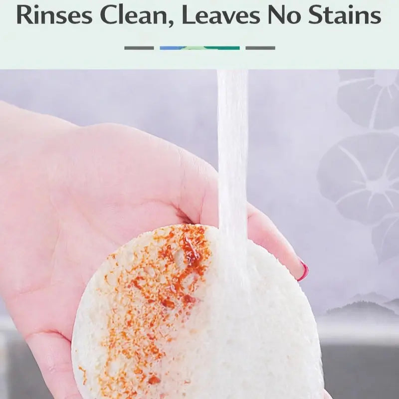 Floral Cellulose Scrubber Pads — Eco-Friendly Wood Pulp Sponge, Scratch-Free, High-Absorbency for Kitchen & Bathroom