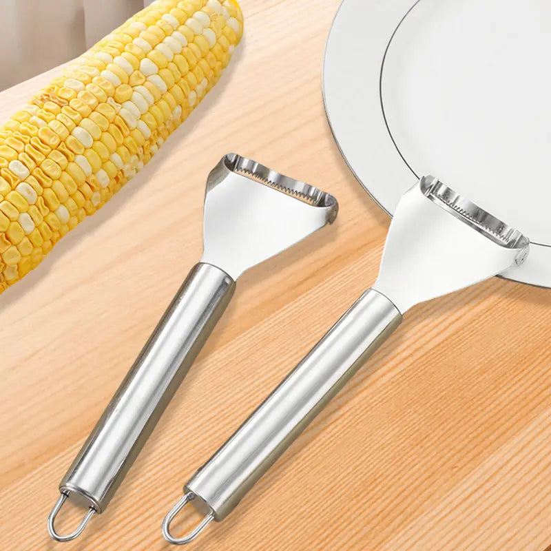Stainless Steel Corn Peeler & Kernel Stripper 2-Pack – Ergonomic Corn Cob Thresher for Fast, Easy Kernel Removal