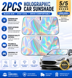 Holographic Car Windshield Sunshade – Foldable 99% UV Block, Triple-Layer Heat Shield | Universal Fit Sedan SUV Truck